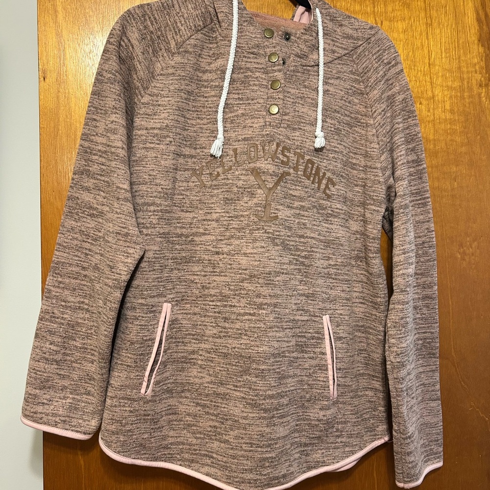 Yellowstone Brown Pullover Hoodie with Pink Accents